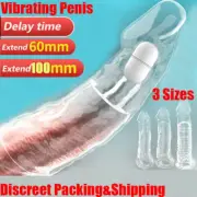 Male Longer Reusable Condom Penis-Extender-Enlarger-Sleeve-Bigger-Girth Enhancer
