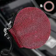 Pomelo Litchi Pitaya Big Capacity Heavy Duty, DVD CD Case Holder for Car,Portable DVD/VCD Storage Disk, Bling Car Accerssory Women Rhinestone Sturdy case, Car CD Disk Holder (Red)