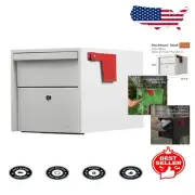Durable White Post Mount Mailbox with Lock and Flag - Small, Stylish & Secure