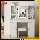 Dressing Table Makeup Vanity Makeup Set with Mirror Dresser Desk Stool Set