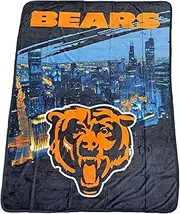 NORTHWEST NFL Chicago Bears, City Nights Plush Throw, 60-inches x 80-inches, Team Colors