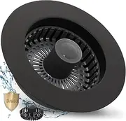 [BAOLSLS] 3 in 1 Kitchen Sink Stopper, Pop Up Kitchen Sink Drain Strainer, with an Extra Basket Strainer, Kitchen Sink Drain Stopper for US Standard 3-1/2 Inch, Brass Material Electroplate Black