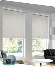 Yoolax Motorized Blinds with Remote, Blackout Smart Blinds Automatic Blinds for Windows, Electric Window Shades Compatible with Alexa Roller Window Shades with Valance (Linen Beige, 30" W x 72" H)
