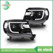 For 2005-11 Toyota Tacoma Black Headlight Clear LED Halogen Type Left + Right (for: Toyota)
