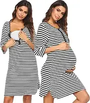[Ekouaer] Women Delivery/Labor/Nursing Nightgown Hospital Maternity Gown/Birthing Sleepwear/Nightshirt Breastfeeding S-XXL