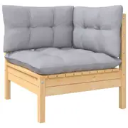 Garden Corner Sofa with Grey Cushions Solid Pinewood vidaXL