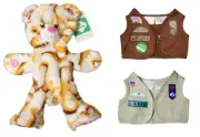 New Build a Bear Girl Scouts Plush 16” UNSTUFFED S’mores Bear with 2 Vests
