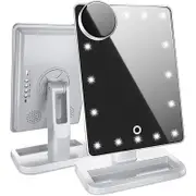 Nevenka Bluetooth Makeup Mirror with10X Magnification Spot Mirror-White