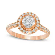 1.5 CT. T.W. Natural Diamond Frame Antique Vintage-Style Engagement Ring in Solid 14K Rose Gold