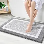 YUTA Bathroom Rugs, Extra Soft and Absorbent Microfiber Bath Mat, Non-Slip, Machine Washable, Quick Dry Bath Carpet, Suitable for Bathroom Floor, Tub, Shower, 61x91cm, Light Grey
