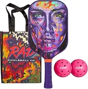 RAD Madsteez Face Pro Pickleball Paddle Set – USAPA Approved – T700 Carbon Fiber Surface & 16mm Full-Cell Polypropylene Honeycomb Core for Power & Control – Includes Pickleball Balls & Tote Bag