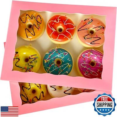 SOROO 15-PACK Pink Pastry Bakery Box 10x7.5x2.5inch,Large Donuts,Muffins,Cook