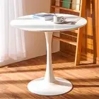 1x DEJINBU Round Table Dining Table Tulip Table 80cm White Top Metal Pedestal