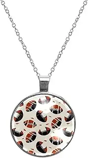 [Diusye] Necklaces for Women, Hand Drawn American Football Print Stainless Steel Pendant Necklace Jewelry Birthday Anniversary Wife Girls Friends Gift