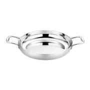 SOGA 24cm Flat Base Seafood Dry Pot in Elegant Silver Finish with Durable for Kitchen Essential