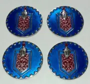 Lowrider Wire Wheel Knockoff Metal Chips Monte Carlo Blue Chrome Emblems set 4