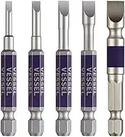VESSEL 5PC.SET Slotted Go-Sai Power Bits Set Opposite 6.35mm Tail Insertion Length 9mm for Impact Driver GS5P35SL