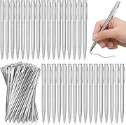 Lincia 100 Pieces Silver Slim Metal Ballpoint Pen 1 mm Medium Black Ink Smooth Writing Silver Retractable Point Metal Pen for Office Business Students Teachers Wedding Guest(Stylish)