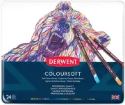 Derwent Coloursoft Pencils Assorted Colours Set of 24 Professional Quality NEW