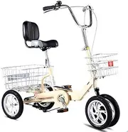 Three Wheel Bike, 4 Wheel Bikes Adult Seniors Women Men Tricycle Trike 12 14 Inch Four Wheeled Cruise Bike with Basket for Recreation Exercise Beginner Bike Cycling Pedalling
