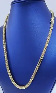 10K Yellow Gold 5mm Franco Chain Necklace w/ long box lock Mens/Womens 21.5"
