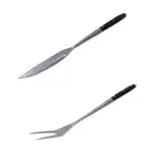 Bugatti BBQ Pakka Serving Knife & Fork Set - Silver