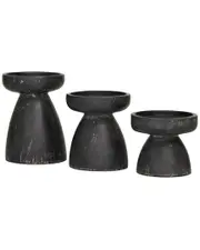 Peyton Lane Set of 3 Traditional Black Wood Candle Holder
