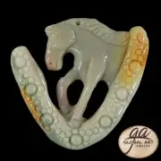 BI07020# Hand Carved Unique Horse Desert Jasper Pendant Bead Gemstone