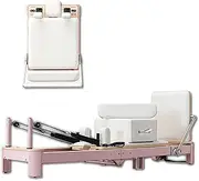 Pink Foldable Pilates Reformer (Women's) - Portable Home Gym Equipment, Aluminum Frame with 6 Springs, High Quality PU Reinforced Composite Layer