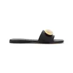 [Loewe] Loewe-Black Pebble Slide Calf Leather Sandals-Donna 38 IT