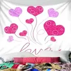 Red Pink Love Balloon 3D Wall Hang Cloth Tapestry Fabric Decorations Decor