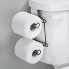 Black/White Double Layers Roll Paper Rack Drawer Back Hooks Bathroom