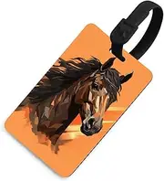 [TKJMCSW] Orange Background with Horse Head Luggage Tags for Suitcases Travel Tags for Luggage Travel Bag Tags Luggage Identifiers Tags Baggage Name Tag Backpack Labels Carry Ons Tags for Men Women