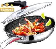 Non-Stick Wok Pan with Lid 12.6" PFA PFOA Free Induction Gas Ceramic Electric
