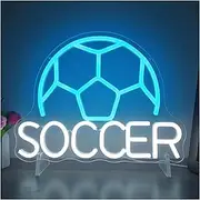 Sign Lamp Soccer Neon Sign For Wall Decor Word LED Light USB Powered For Bedroom Birthday Party Home Club Kids Room 32.5cm×24.5cm