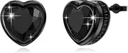 [YueYuan] Viking Earrings 925 Sterling Silver Nordic Viking Jewellery Men's Viking Rune Earrings Men Gifts Women Gifts Shape: Heart Colour: Black, one size, Sterling Silver, Cubic Zirconia