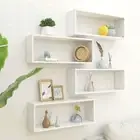 White Wall Cube Shelves Set of 4 60cm Engineered Wood Storage Units