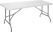 6FT Portable Folding Table - Lightweight, Fold-in-Half Picnic Utility Table with Handle for Outdoor and Indoor Use
