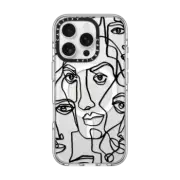 iPhone 16 Pro Clear Case MagSafe Compatible FACE MOSAIC SKETCH 4 CLEAR CASE IPHONE, ABSTRACT MINIMAL PEOPLE MEN ILLUSTRATION By Ebi Emporium