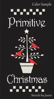 Joanie Stencil Prim Christmas Feather Tree Crow Check Border Folk Art DIY Signs