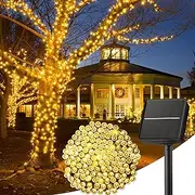 Solar String Lights for Outdoor, 12M 100 LED Christmas Solar String Lights with 8 Lighting Modes, IP65 Waterproof Solar Lights Outdoor, Solar Lights for Outside Tree Party Decor, Warm White