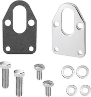 42493 Fuel Pump Mounting Plate with Bolts, Chrome Fuel Pump Block Off Plate with Mounting Plate Gasket Fit for Small Block Chevy SBC 265 283 302 305 327 350 383 400 SB Engines