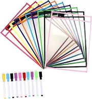 Veemoon Dry Erase Pockets File Bag Multipurpose Document Pouches Sturdy Lightweight for File Storage