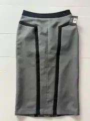 Atmosphere Grey Pencil Midi Skirt Size 8 Lined Side Zip Close Rear Split