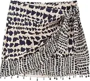 [STKARCV] Women with Beaded Print Wrap Mini Vintage High Waist Back Zipper Female Skirts