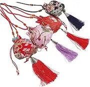 ORFOFE 4pcs Fabric Drawstring Pouches Small Sachet Bags for Storage Reusable Polyester Spice Bag