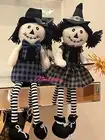 Halloween Scarecrow Set Boy And Girl Shelf Sitter Fall Decor 21”