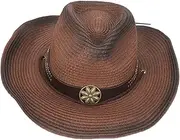 [BESPORTBLE] Western Cowboy Hat Stylish Brimmed Wide Brim Fedora Hats for Summer Hat Fedora Hats for Women Cute Straw Fedora Hats Sun Hat Women Brown Hat Women Visor Sun Hat with Coffee