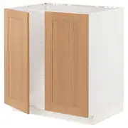 METOD base cabinet for sink + 2 doors, white/Vedhamn oak, 80x60x80 cm