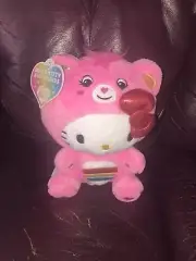 Care Bears Hello Kitty Dressed As Cheer Bear 8 inch Plush NEW With Tags